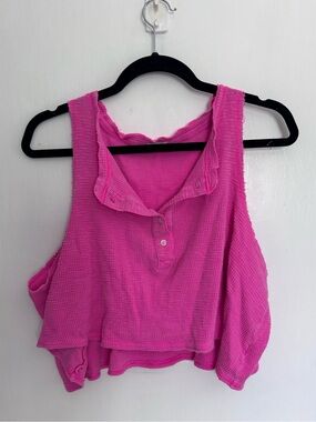 Aerie Pink Sleeveless Waffle Knit Tank Top